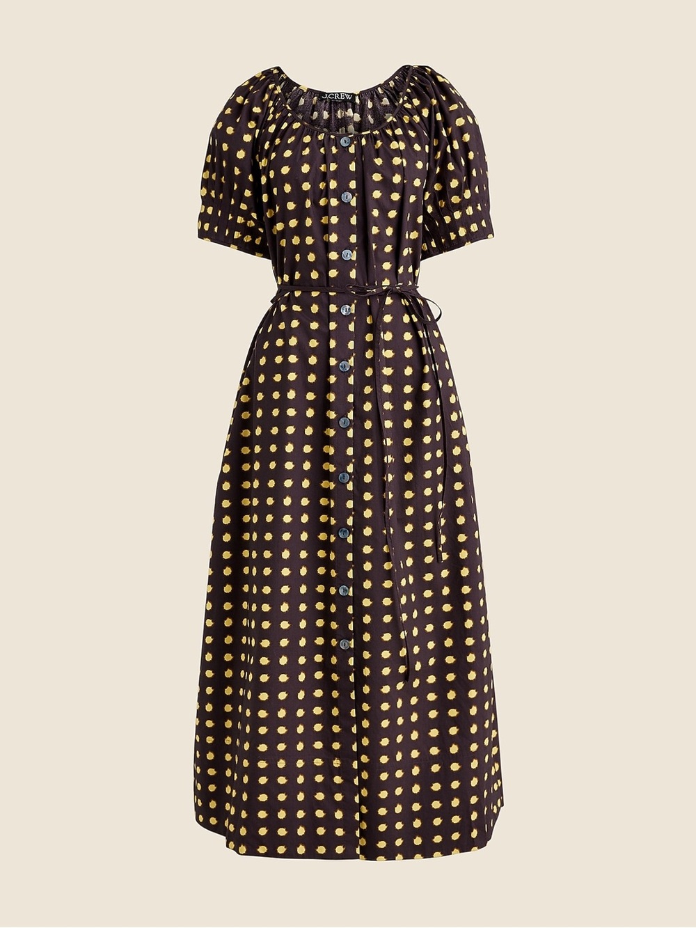 J Crew Button-up midi dress in dot cotton poplin Sz M